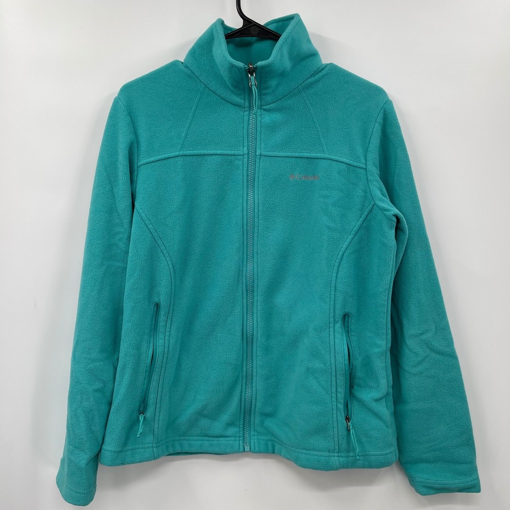 Columbia Sportswear Womens Fleece Jacket Teal Full Zip Size Medium‎ Interchange